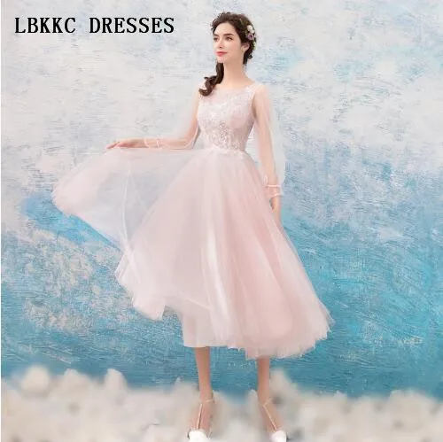 

Коктейльные платья с длинным рукавом, романтичное платье цвета шампанского, Элегантное коктейльное платье для вечеринки, коктейльное плат...