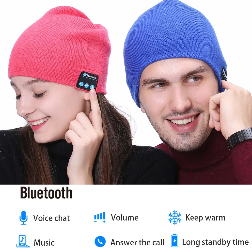 Стильная Шапка бини беспроводные Bluetooth наушники умная гарнитура с микрофоном