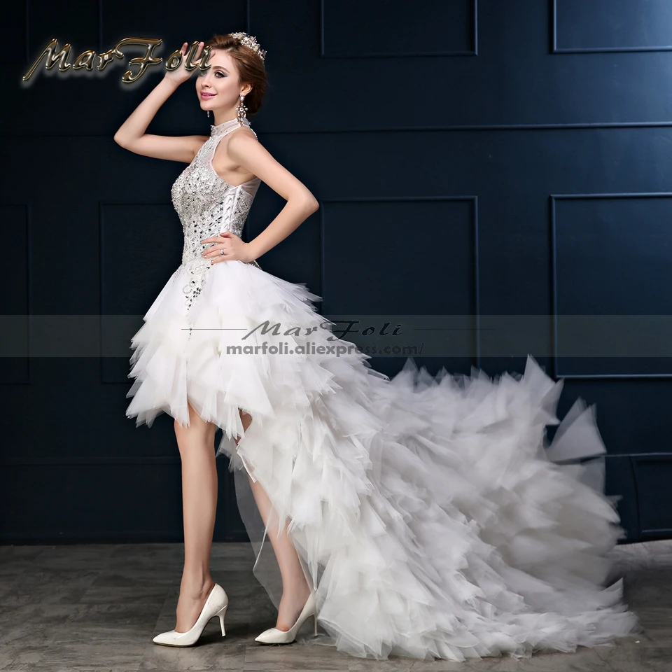 Реальные фотографии высокое-низкое сексуальное свадебное платье Vestidos de formatura