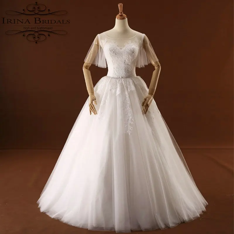 Vestido de novia talla grande свадебное платье трапециевидной формы с короткими рукавами и