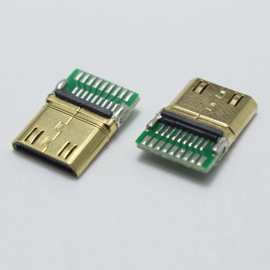 1 шт. DIY Mini HDMI Тип C Штекерный разъем для сварки 19 Pin PCB + Позолоченные вилки|plug