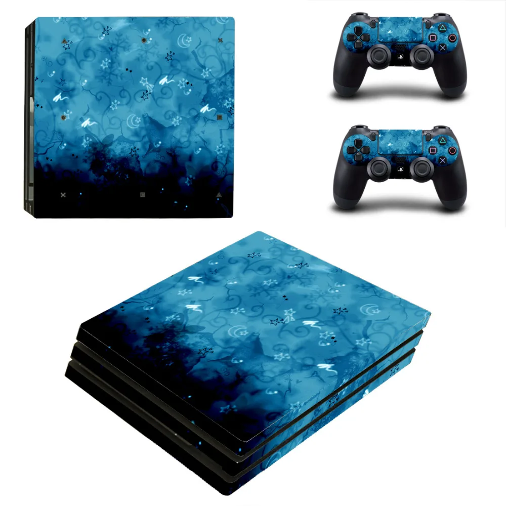 Черный огонь и синий цветок для PS4 Pro кожи Стикеры для sony Playstation 4 Pro виниловые наклейки в виде Фотообоев c переводными картинками кожи Стикеры