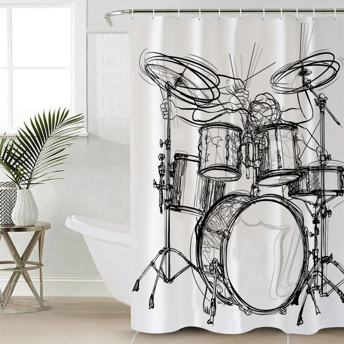 WARMTOUR душевая шторка полка барабан рок музыка водонепроницаемая занавеска для