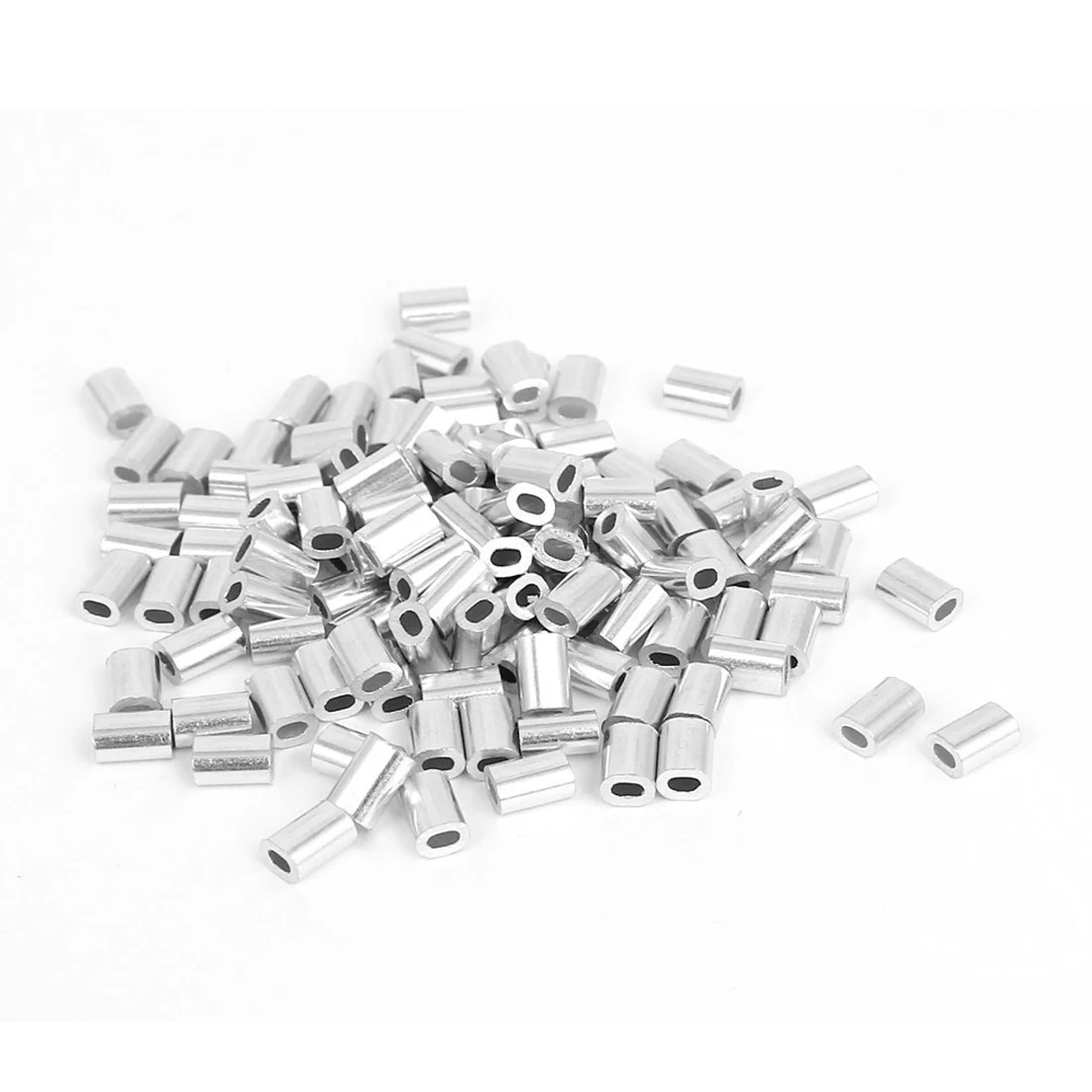 

0.8mm 1/32-inch Wire Rope Aluminum Ferrules Sleeves Silver-Color Tone 100pcs