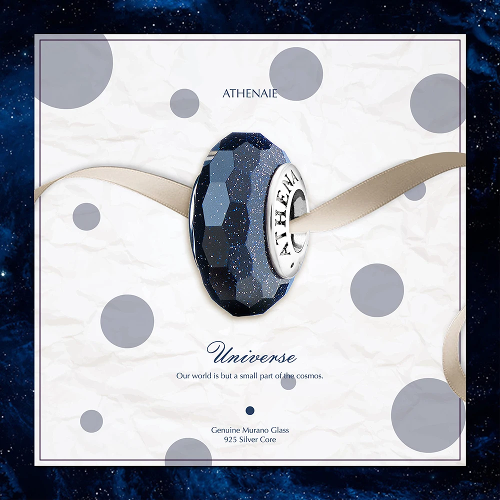 Браслет ATHENAIE из настоящего серебра 925 пробы с граненым сердечником