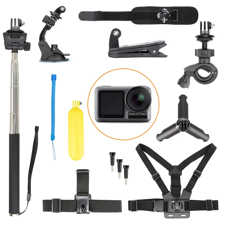 

Desktop Mini Tripod+Shoulder Strap+Hand Strap+Bicycle Stand+Selfie Stick+Headband For DJI OSMO Action Accessories Kits Sports c