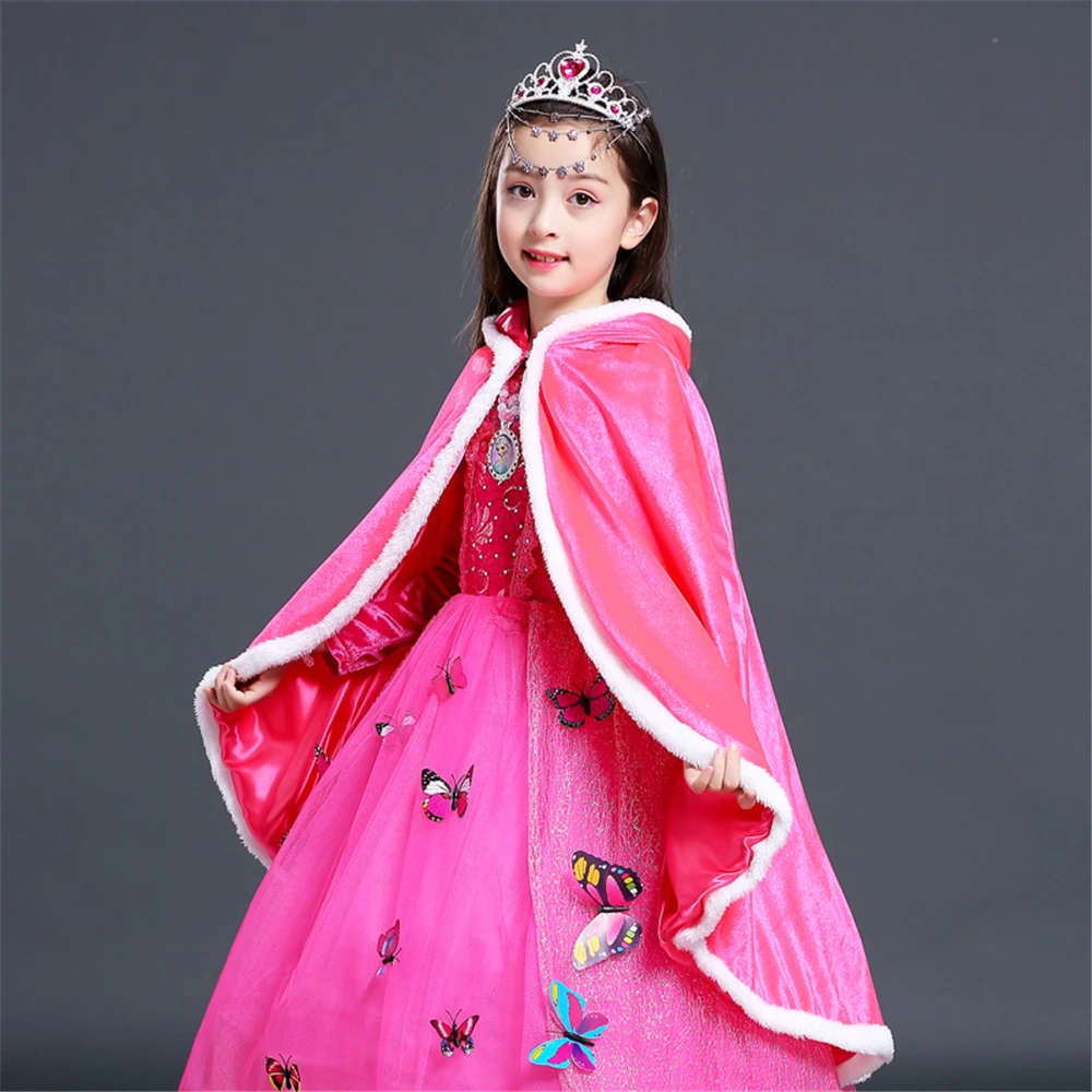 Эксклюзивная зимняя детская накидка из плотного бархата нарядная принцессы