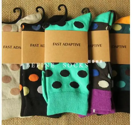20pairs/lot europe style woman casual cotton dot socks winter autumn man socks mix colors free size