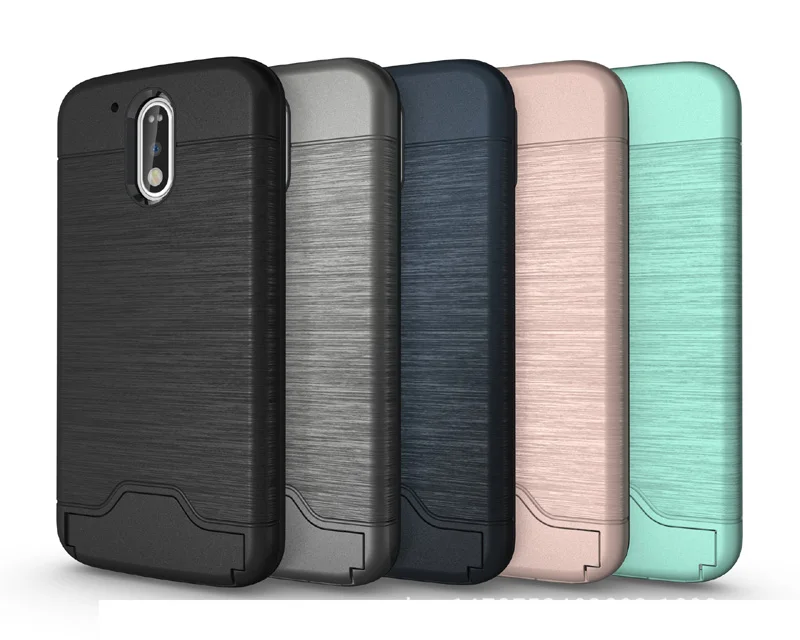 Для Moto G4 G4 4th Gen корпус+ силиконовый двойной Слои Стенд Слот держатель карты матовый чехол для moto G4 плюс