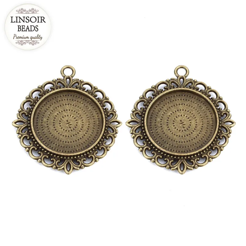 10 шт./лот двусторонняя пустая подвеска основа подходит для круглого кабошона 25 мм