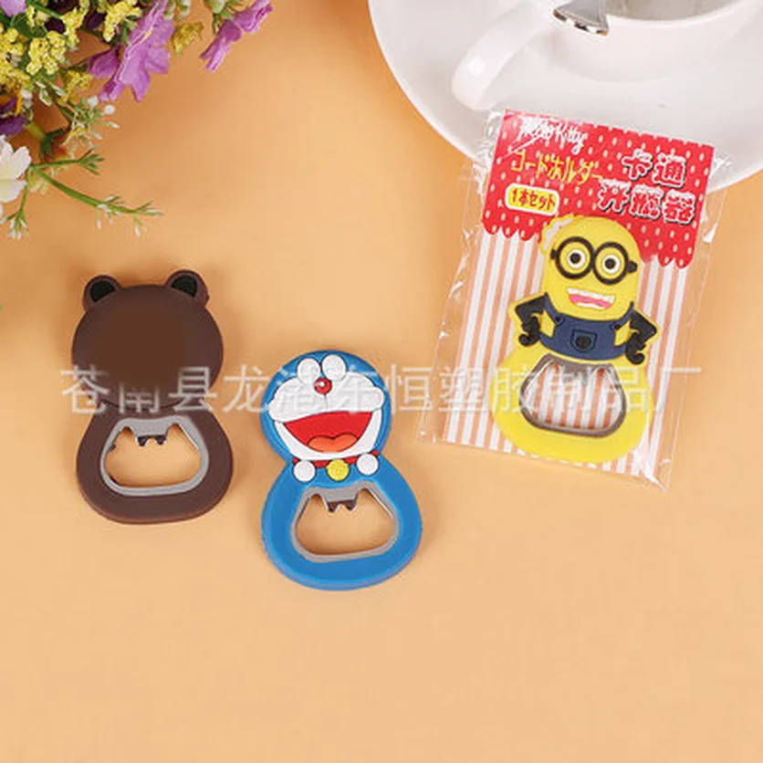 100pcs Creative Cartoon Multifunction Silicone Stainless Steel Bottle Opener Beer Fridge Openers Kitchen Tools Drop Shipping | Дом и сад