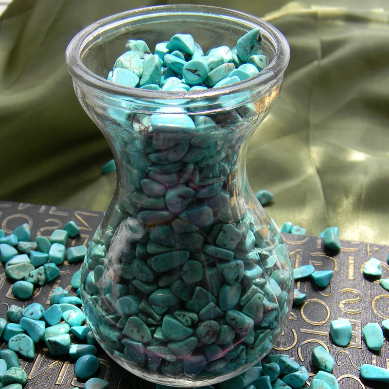 Turquoise gravel turquoise green crushed crystal fish tank flower pot magnet aquarium decoration tumbled stones | Дом и сад