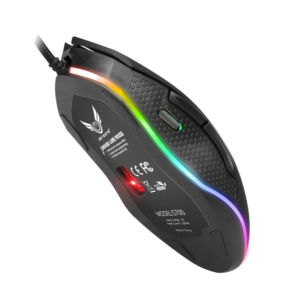 ZERODATE S700 USB Проводная 4800 точек/дюйм 7 кнопок оптическая игровая Мышь светодиодный