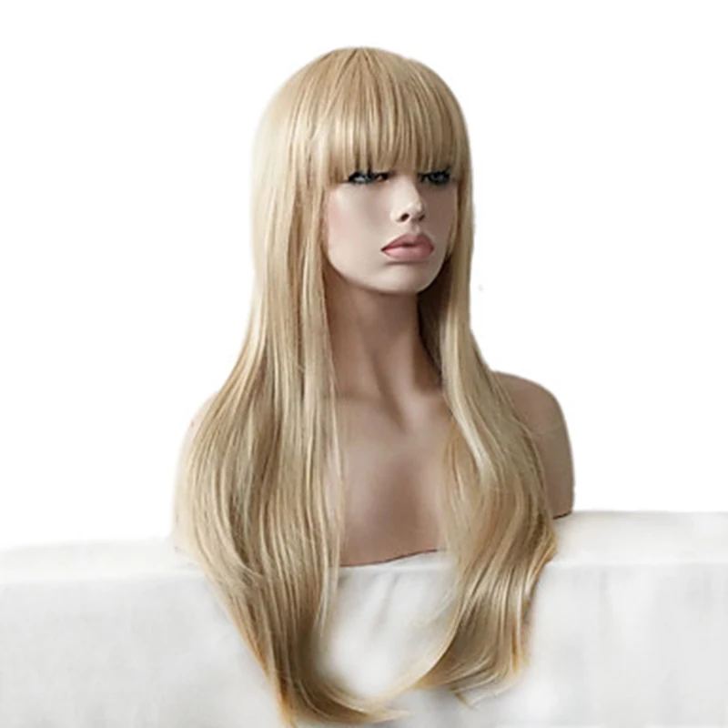 HAIRJOY Женские синтетические волосы парики длинные прямые блонд с полной челкой косплей парик 4 цвета