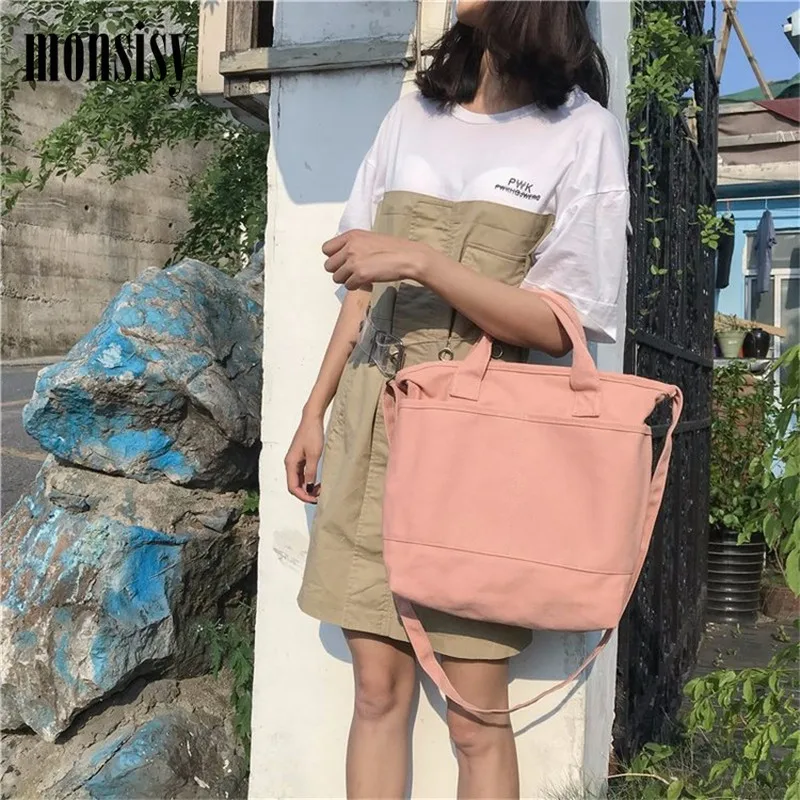 Женская Холщовая Сумка тоут Monsisy модная вместительная однотонная сумка