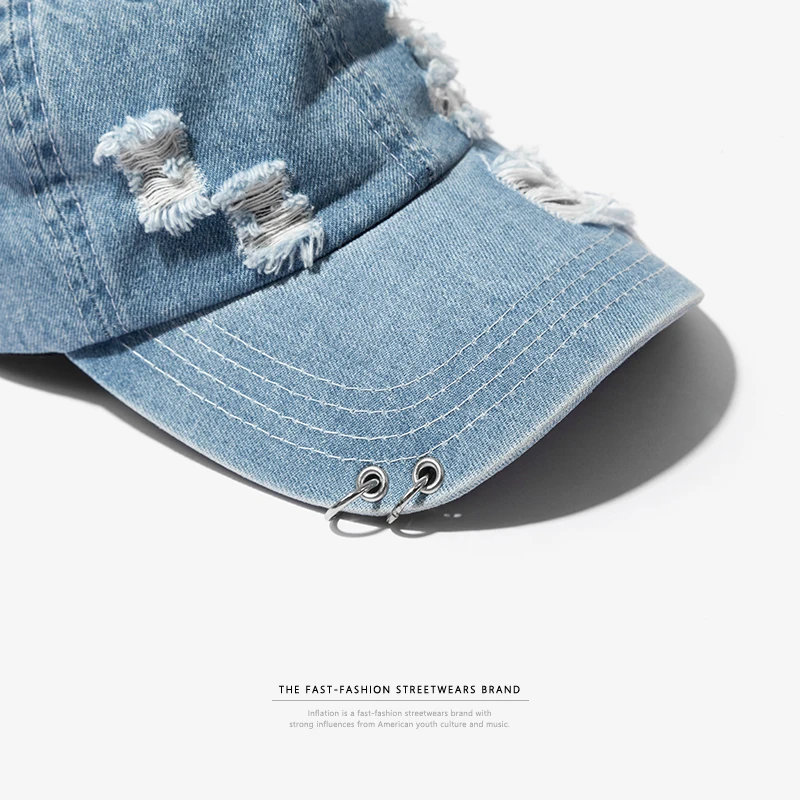 INFLATION Denim рваные поврежденные повседневные бейсболки модная уличная мужская