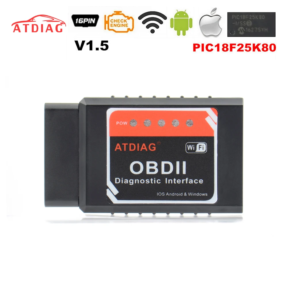 Супер мини считыватель кодов ATDIAG PIC18F25K80 ELM327 V1.5 Bluetooth/Wifi OBD2 OBDII ELM 327 Bluetooth Wi Fi