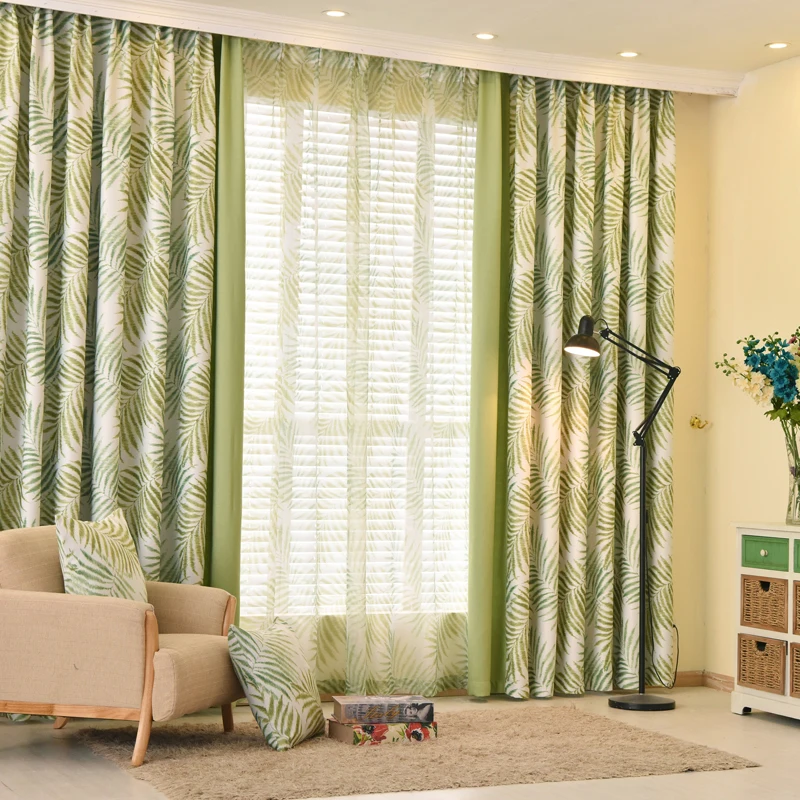 NAPEARL занавески в стиле кантри толстые зеленый синий узорные для спальни жалюзи