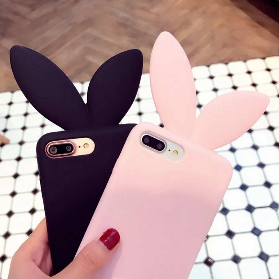 LANCASE 5.5 inch for iPhone 7 Plus Case Silicone Cute Cartoon Rabbit 3D Cover Girls Soft Candy Shell | Мобильные телефоны и