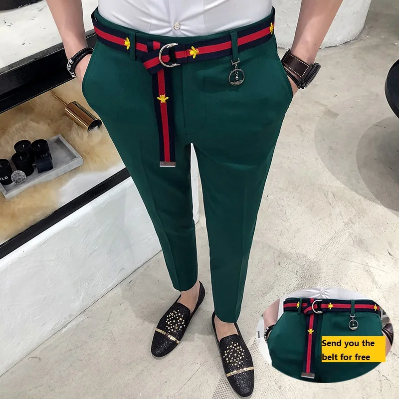 Брюки мужские зеленые брюки повседневные Pantalones Hombre Calca Masculina белый британский