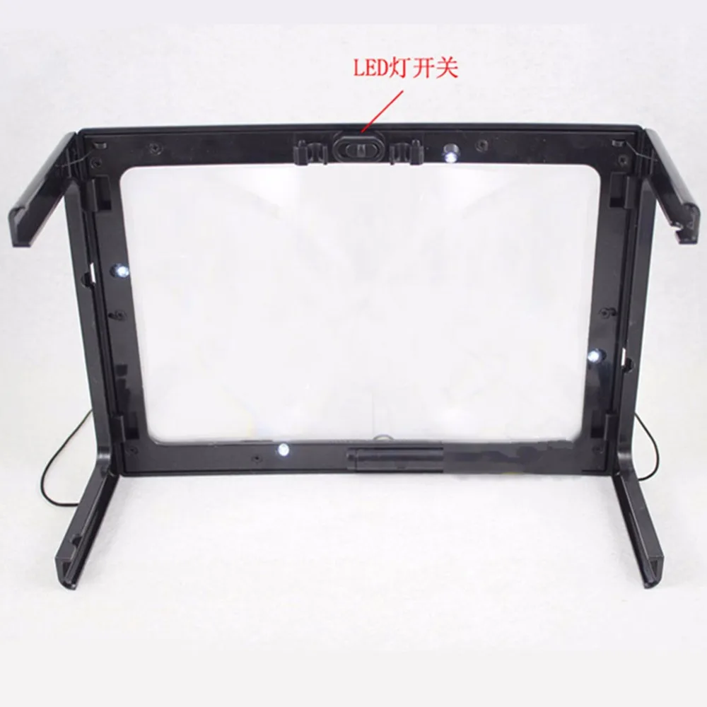 Desktop Magnifying Glass With 4 Led Lights Ultrathin A4 Full Page Large Reading Magnifier The Good Gift For Elders HY52 | Инструменты