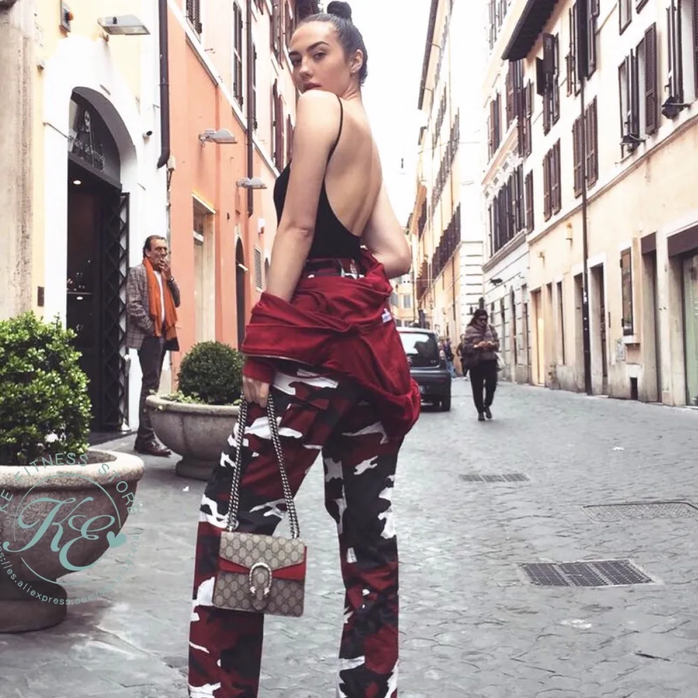 Pantalon de camuflage ancho suelto stilo хипстер Chandal Pantalon suelto спортивные штаны для тренажерного зала фитнес брюки тренажерный зал брюки высокая талия