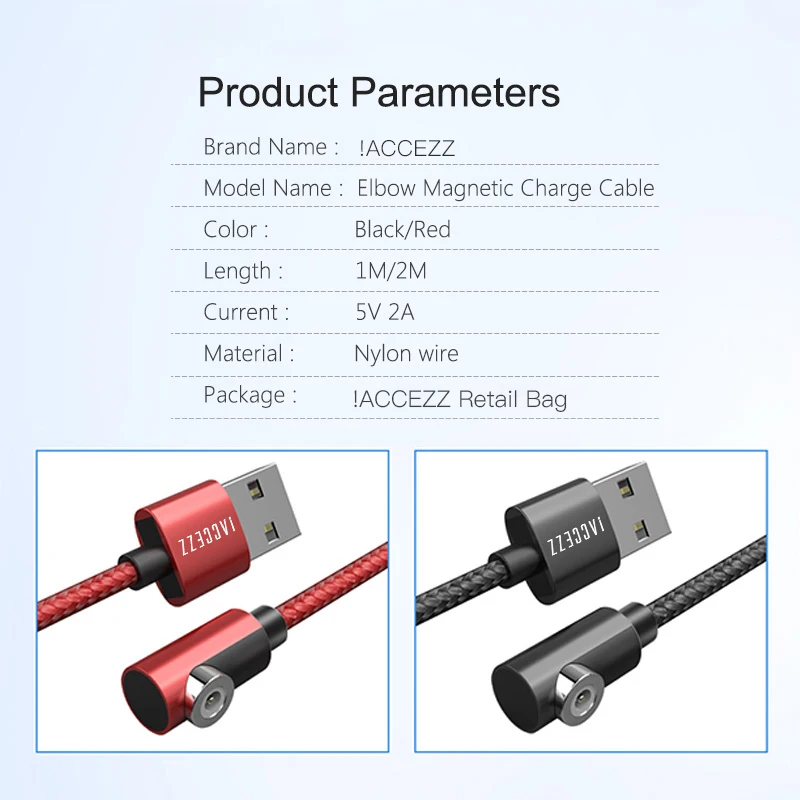 ! ACCEZZ USB Магнитный зарядный кабель освещение для iPhone XS MAX XR Micro Type C Xiaomi Samsung S9 S8