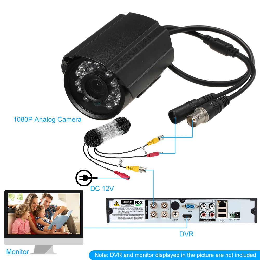 AHD Пуля комплект для камеры видеонаблюдения 4*1080 P AHD Водонепроницаемая ИК цилиндрическая камера видеонаблюдения+ 4* 60ft кабель наблюдения поддержка IR-CUT ночного видения