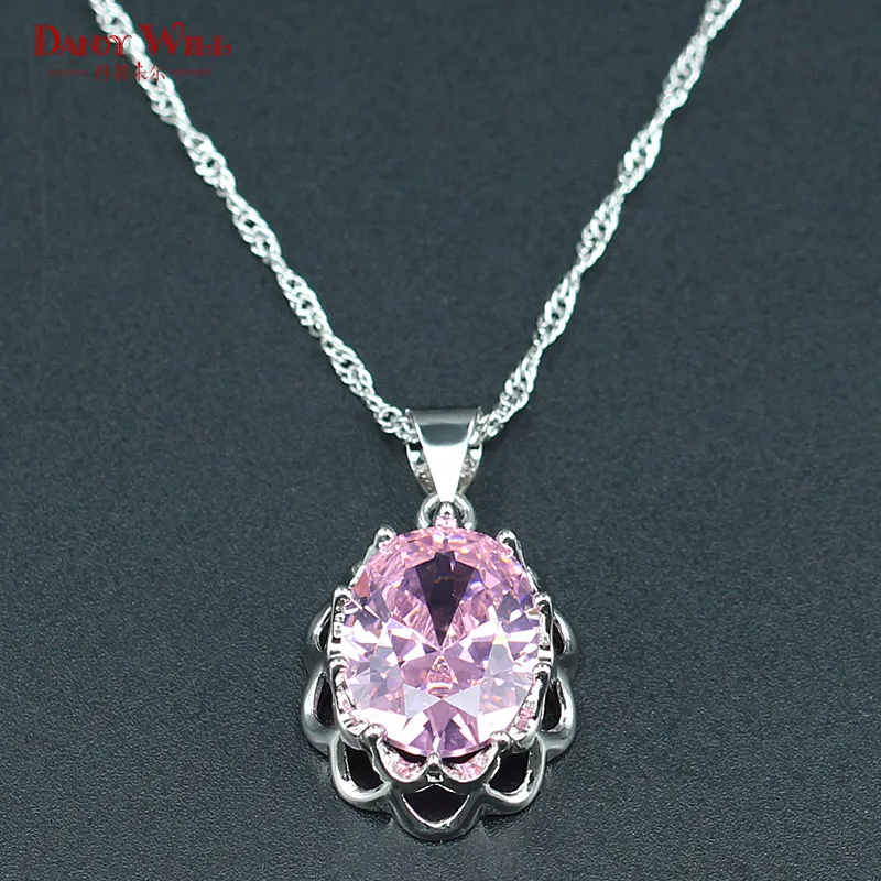 Hot Sale Pink Bridal Jewelry Sets For Women Gift 925 Silver Color Necklace/Earrings/Pendants/Bracelet/Ring Free Shipping | Украшения и