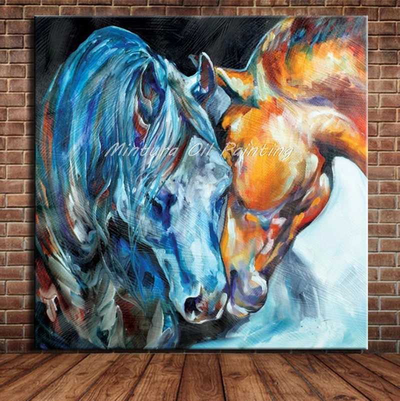 

Mintura Paintings Wall Art 100% Handpainted Horse Lovers on Canvas Modern Abstract Pictures Animal Oil Paintings for Home Decor