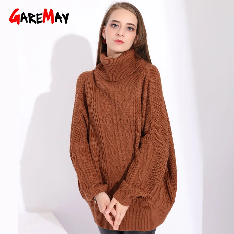 Turtleneck Women Sweater Oversized Jumpers Ladies Women's Winter Pullover Knitted Oversize Sweaters | Женская одежда