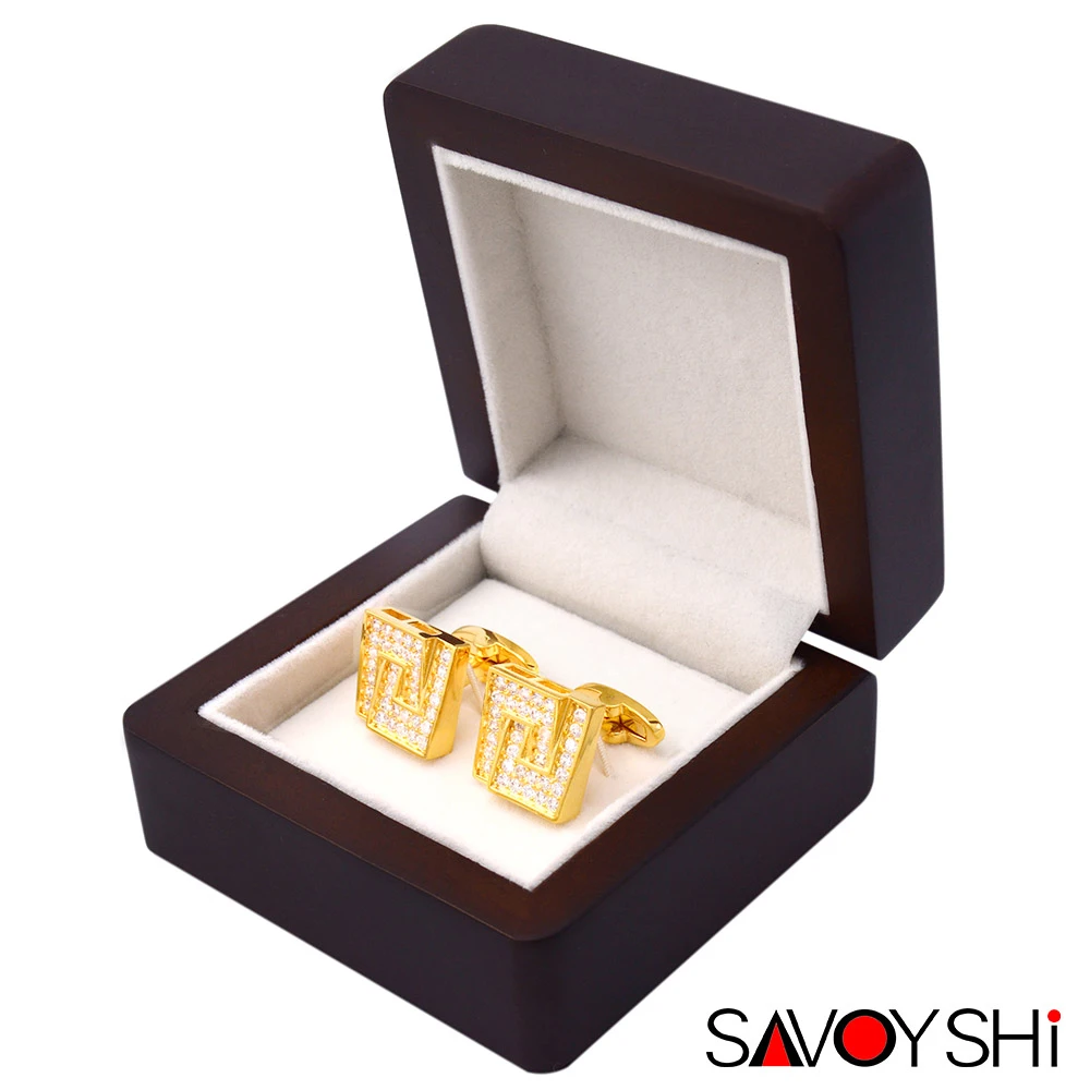 

SAVOYSHI Luxury Crystal Cufflinks for Mens Shirt Cuffs High Quality Gold Cuff links Wedding Grooms Gift Fashion Male Jewelry