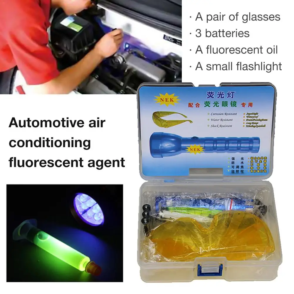 

New 2019 Car R134A R12 Air Conditioning A/C Fluorescence Leak Detector Sealing Detector LED Flashlight UV Paint Car Repair Tool