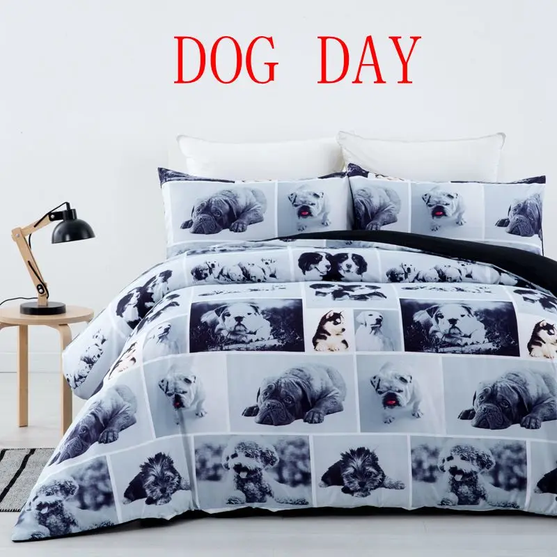 DOG DAY Шервуда принтованное из микрофибры пододеяльник с наволочкой постельных принадлежностей всех размеров мульти дизайн - Цвет: DOG DAY