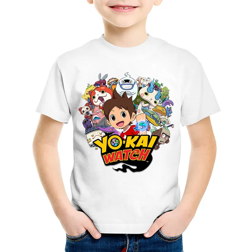 Детские футболки с мультяшным принтом Yo Kai Watch Детская летняя забавная футболка