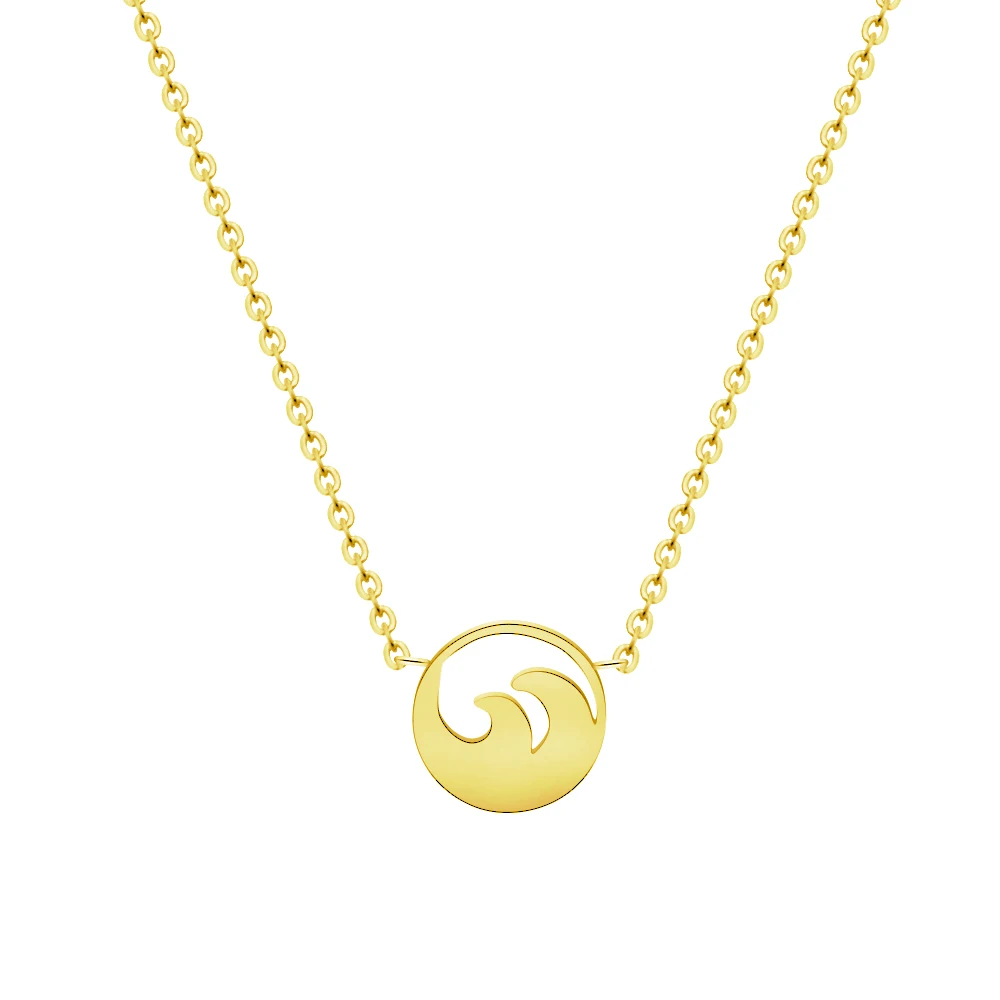 Ocean Wave Necklaces For Women Fashion Jewellery 2019 New Round Coin Surf Pendent Necklace Stainless Steel Collier Femme Gifts | Украшения