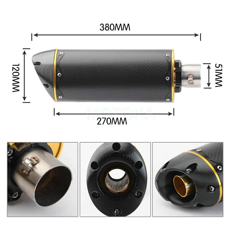 Универсальный 51 мм мотоцикл Akrapovic Модифицированная выхлопная труба из углеродного волокна два братьев глушитель матовый цвет Escape Moto ZX6R слипоны