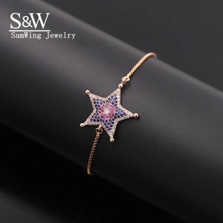 1 шт/2017 Последняя Мода красоыная форма звезды Регулируемый Роскошные браслеты из