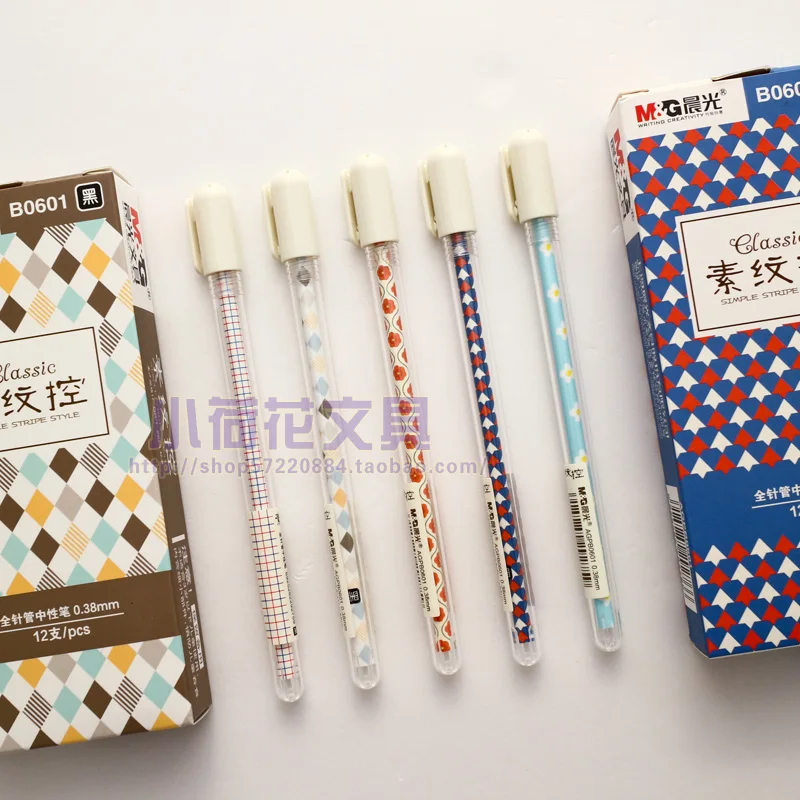 

12 PCS chenguang student stationery 0.38 full needle Transparent rod gel pen