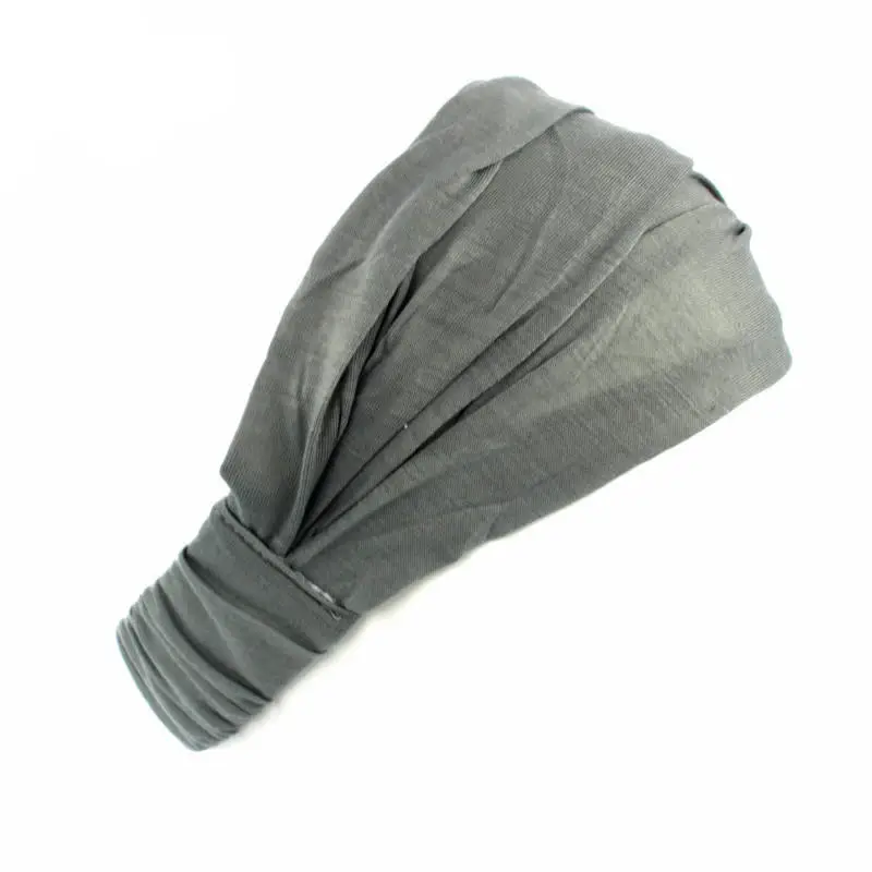 Style B Gray Распродажа, Женская однотонная широкая повязка на голову, летняя богемная широкая эластичная лента для волос для девочек, эластичная Тюрбан, головные повязки для спа - Цвет: Style B Gray