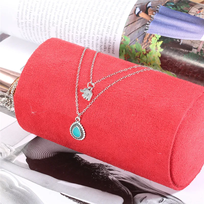 Boho ювелирный многослойный колье ожерелье s для женщин Мода слон Кулон Винтаж колье кисточки чокер, ожерелье, украшение