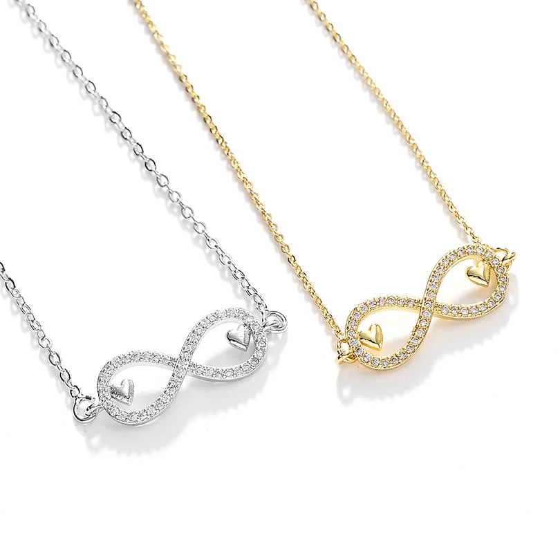 Pipitree элегантный двойной мини сердце любовь Бесконечность Кулон женское ожерелье