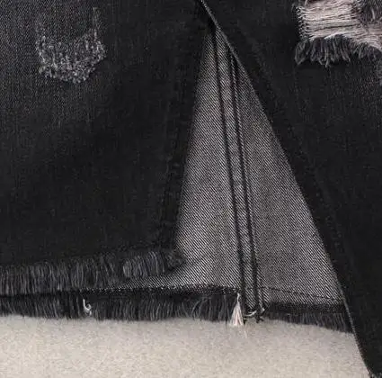 Летние Повседневное Для женщин рваные черный нерегулярные кисточкой Карандаш