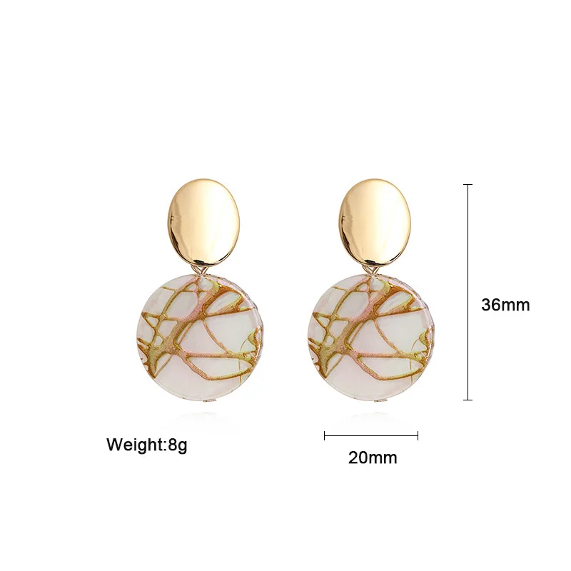 Модные круглые серьги капли из ракушки богемные подвески с эмалью новинка