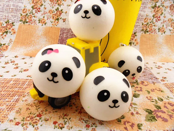 Оптовая продажа 4 см Милая панда мягкие пищевые булочки PU подвеска на сотовый