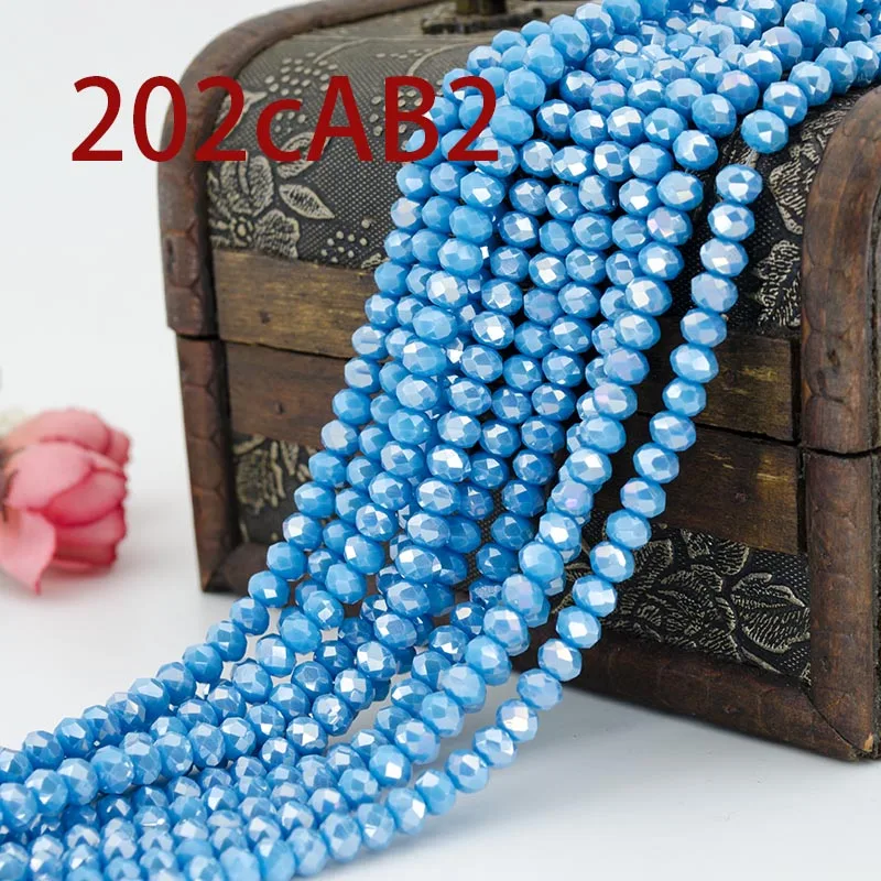 Качество 5A! 6 мм 95 штук/партия биконовых хрустальных бусин синего цвета AB, круглые стеклянные бусины