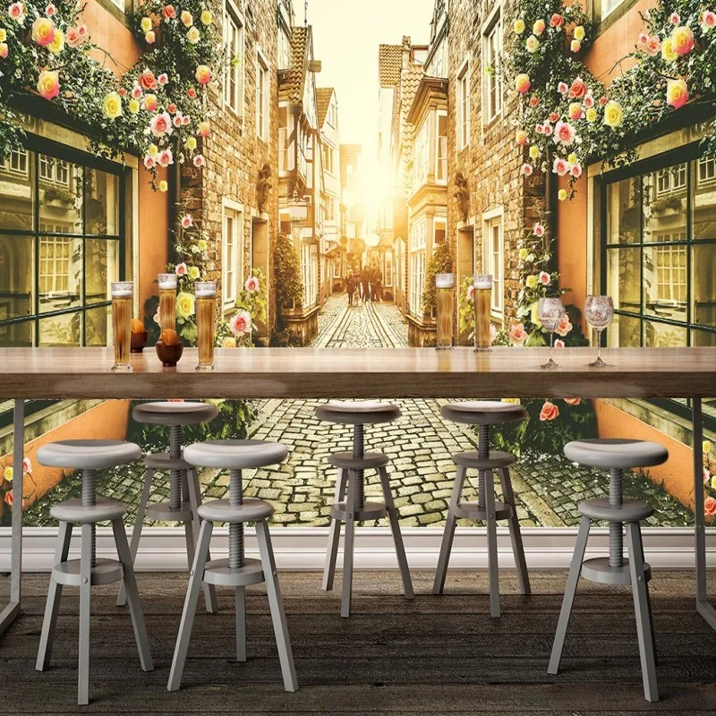 Обои 3d Романтический город Ретро Уличная аллея Европейская декоративная