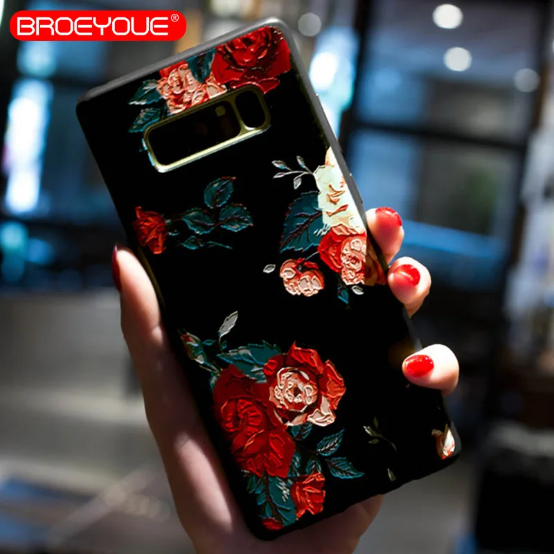 BROEYOUE чехол для Samsung Galaxy S8 S7 Edge Plus Note 8 4 3 рельефные силиконовые чехлы чехол-накладка