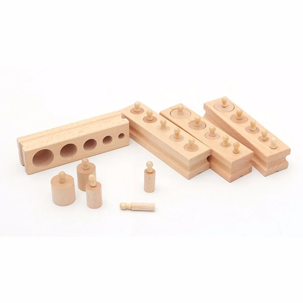 Детские развивающие деревянные игрушки Монтессори набор блоков цилиндров для