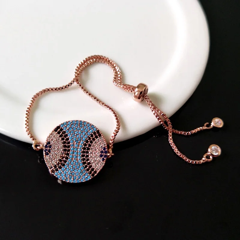 

5Pcs Turkish Style round Double Bails Connector,Micro pave CZ zircon Charms,adjustable chain bracelet Jewelry for women BG98